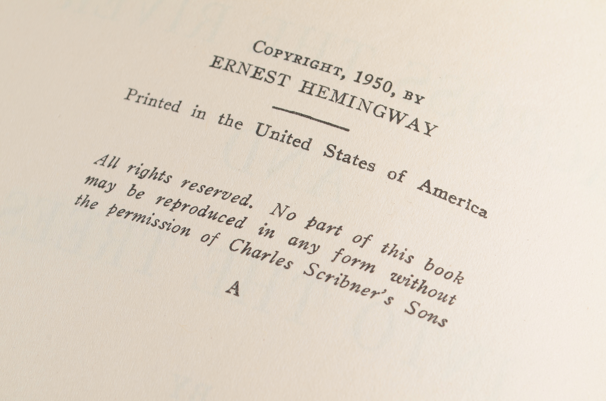 First Edition Ernest Hemingway Novel 