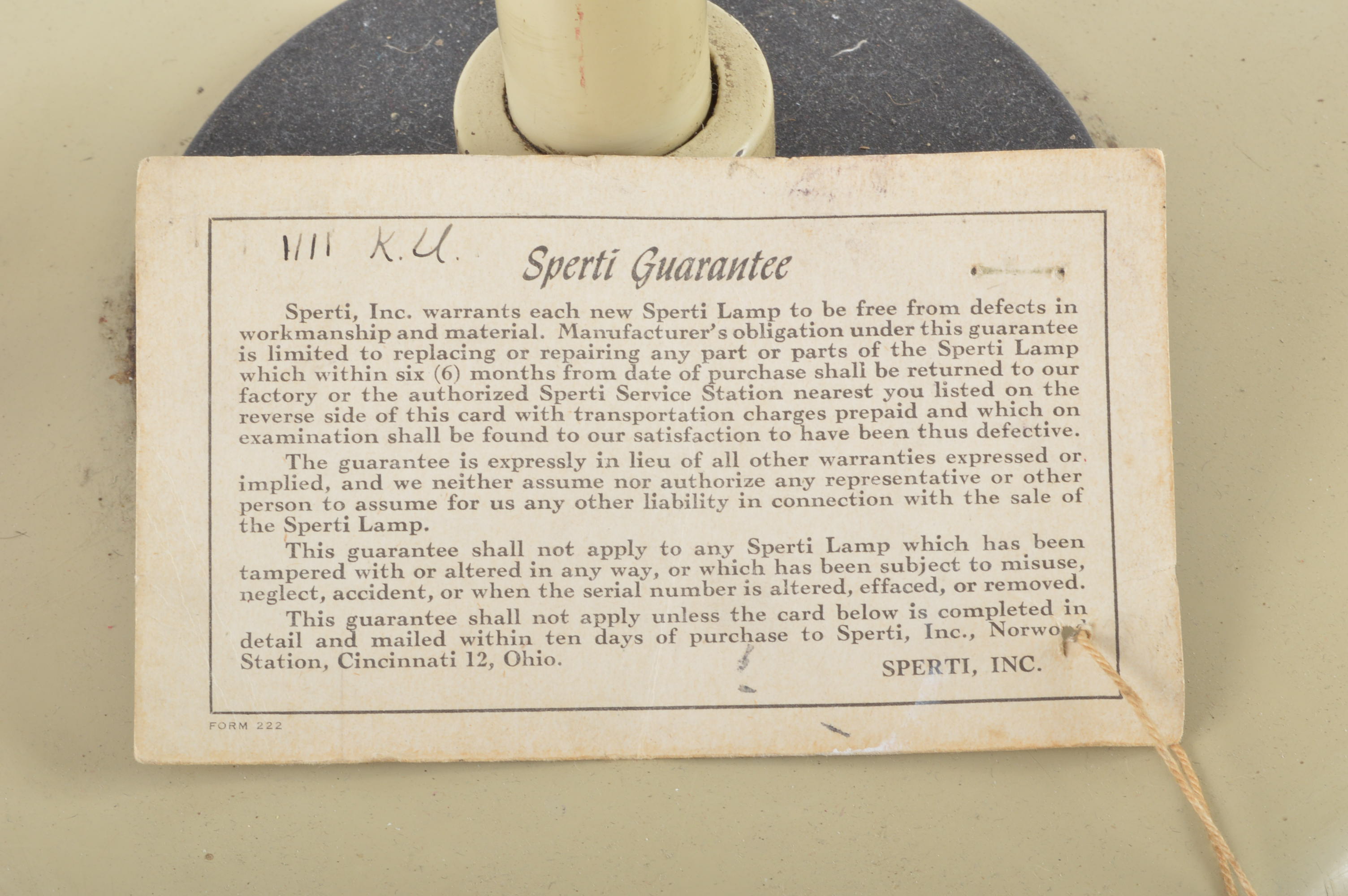 Circa 1940s Sperti Irradiation Lamp