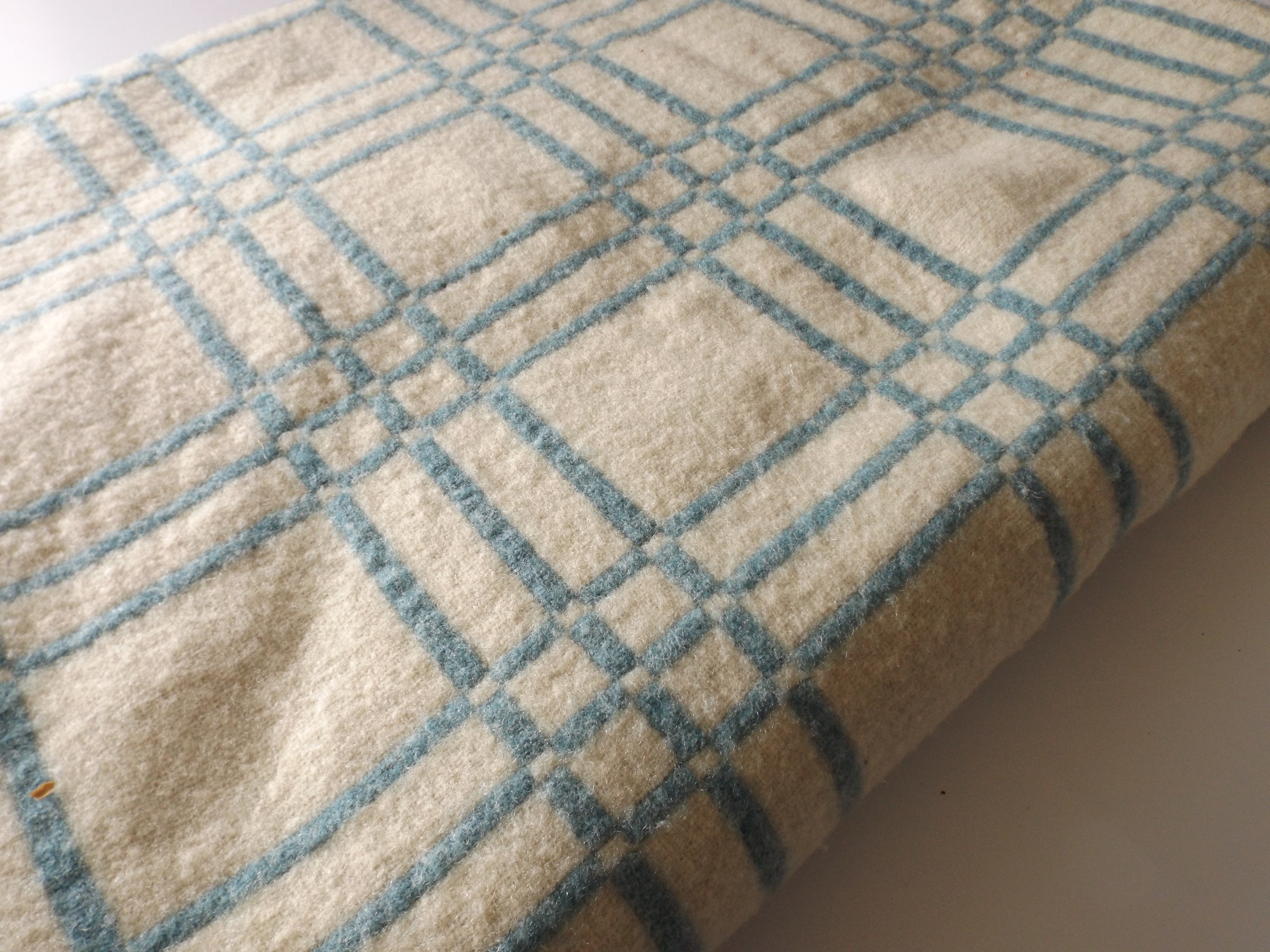 Vintage Homespun Wool Tattersall Blanket
