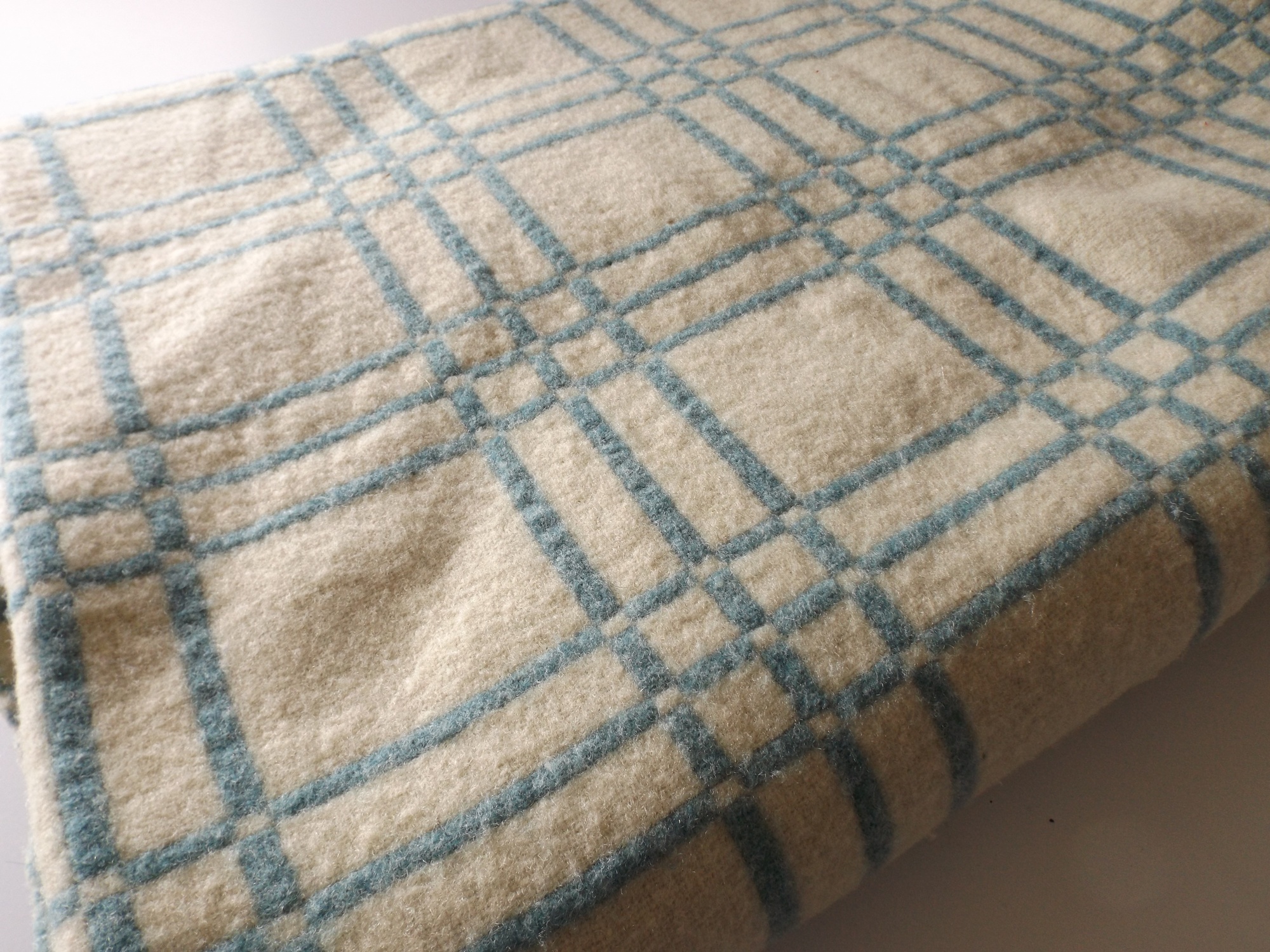 Vintage Homespun Wool Tattersall Blanket