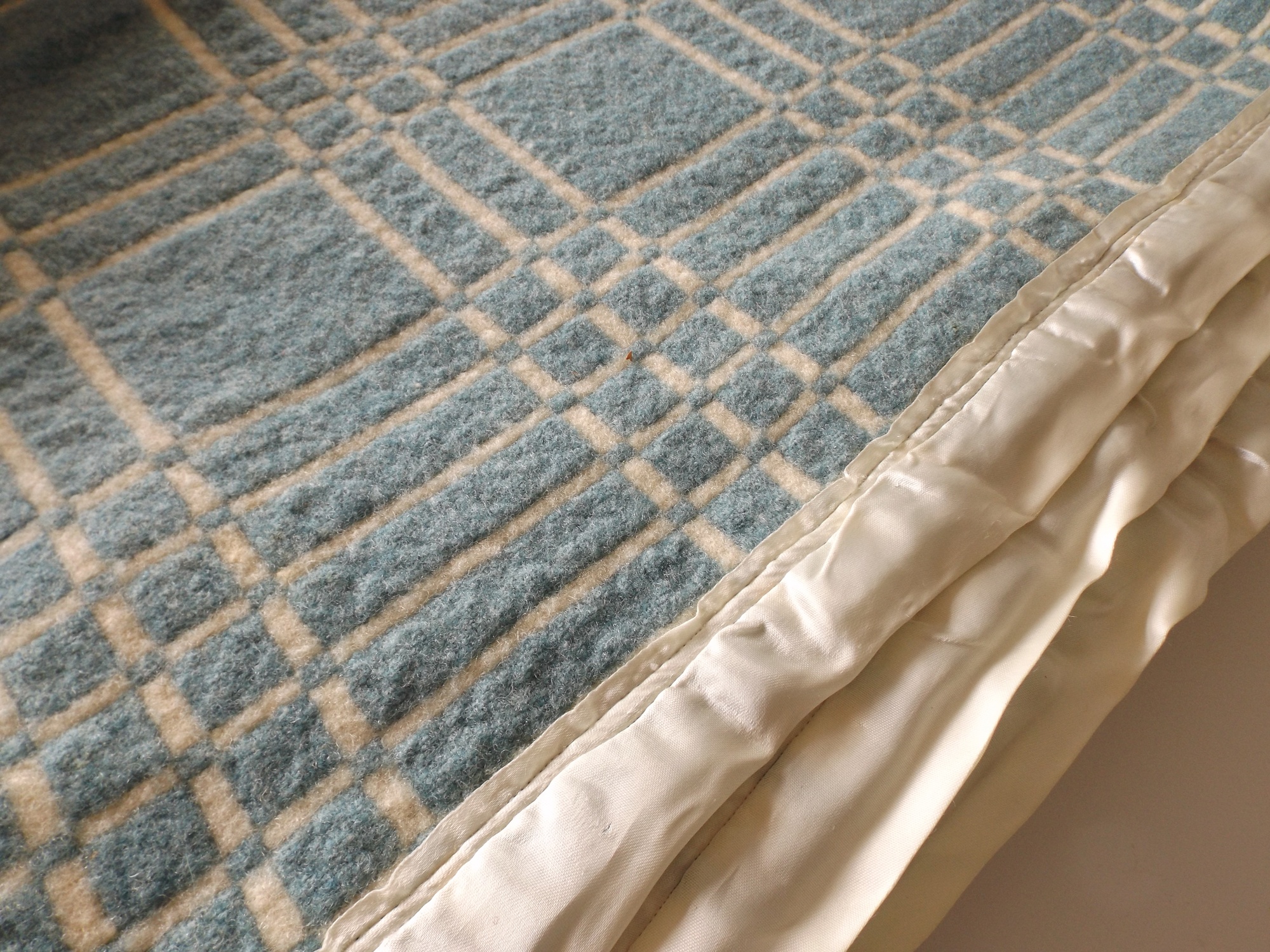 Vintage Homespun Wool Tattersall Blanket