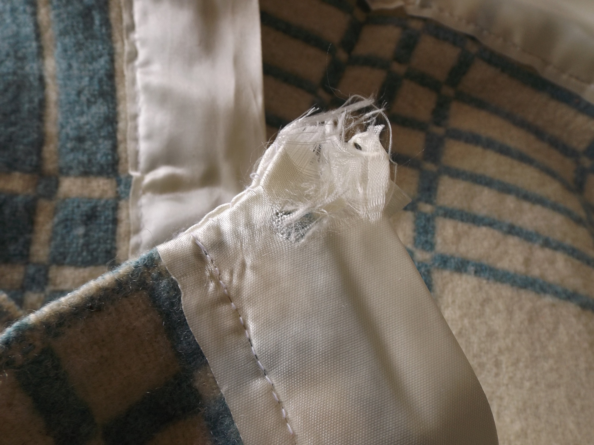 Vintage Homespun Wool Tattersall Blanket