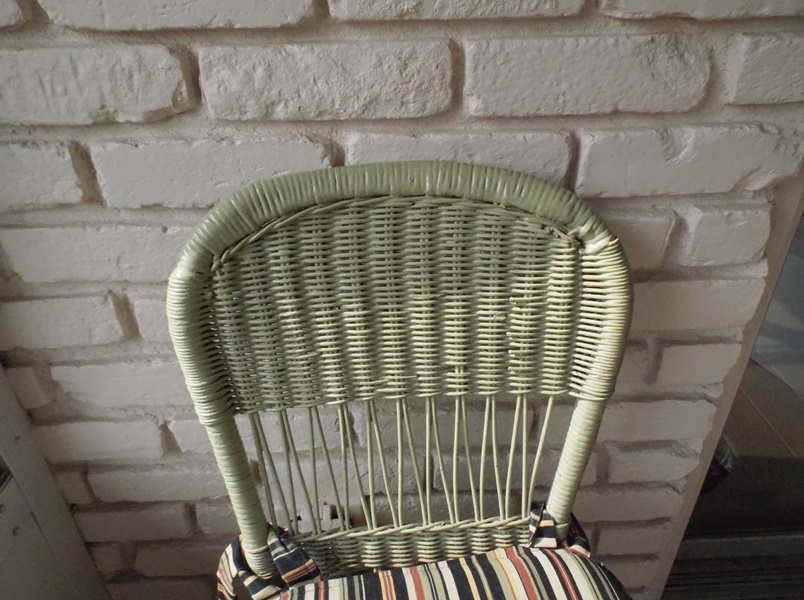 Pale Green Wicker Table and Chairs