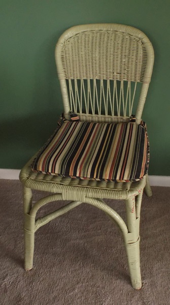 Pale Green Wicker Table and Chairs