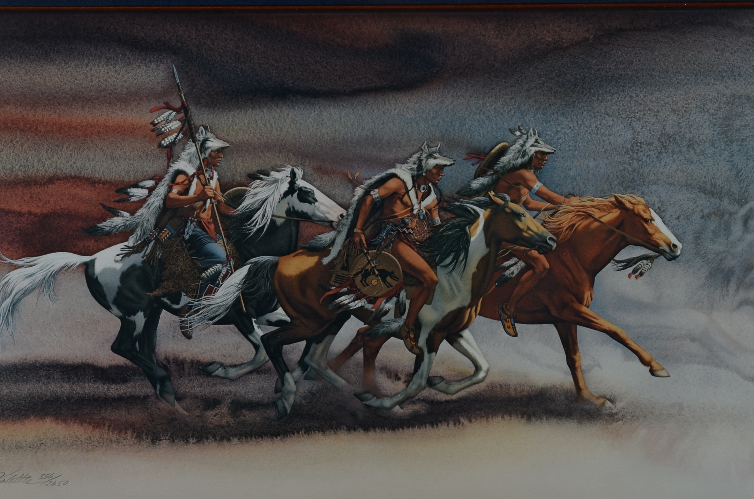 Framed Limited Edition Signed Bev Doolittle "Wolves of the Crow"