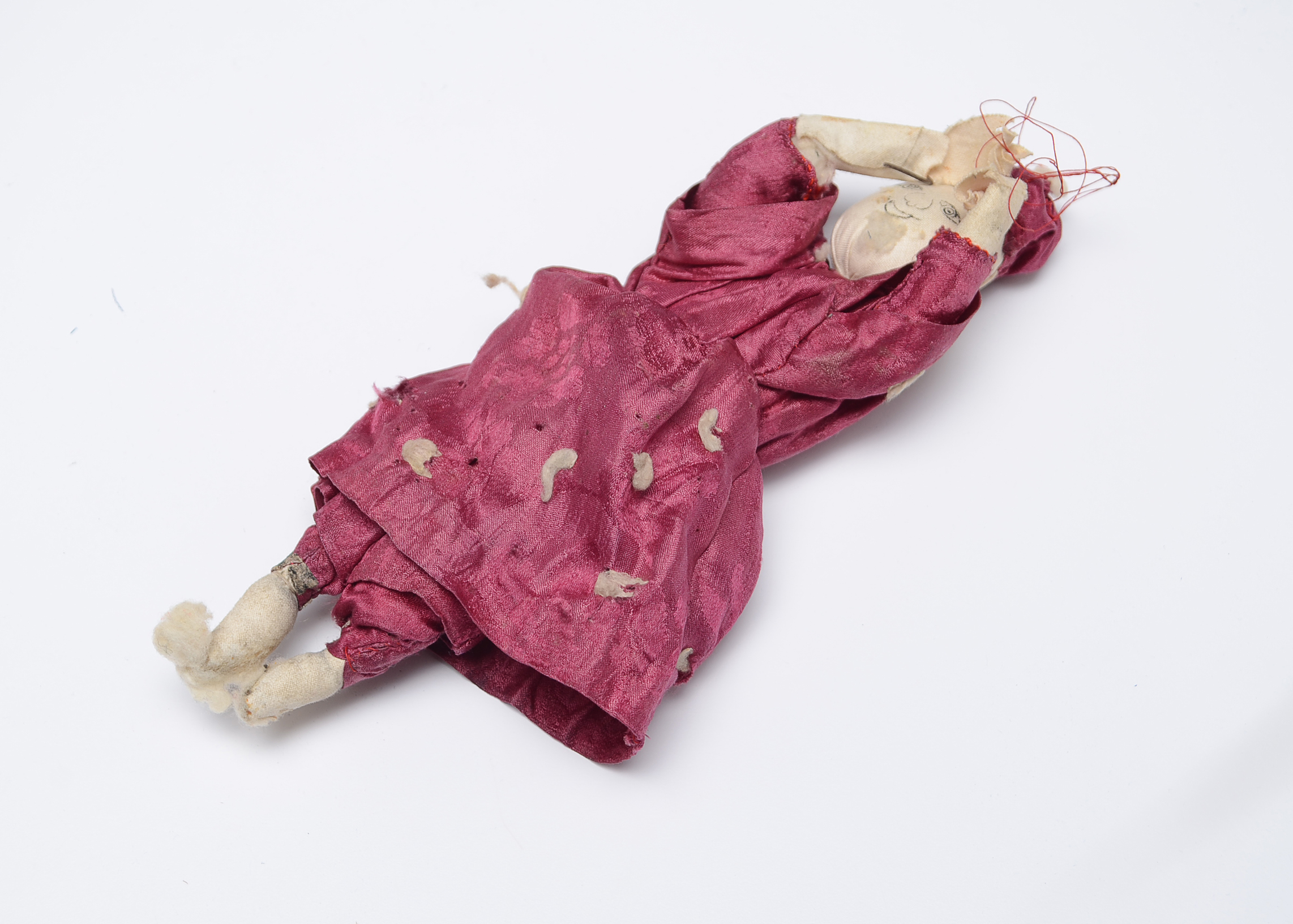 Four Vintage Cloth Dolls with Ink Drawn Faces