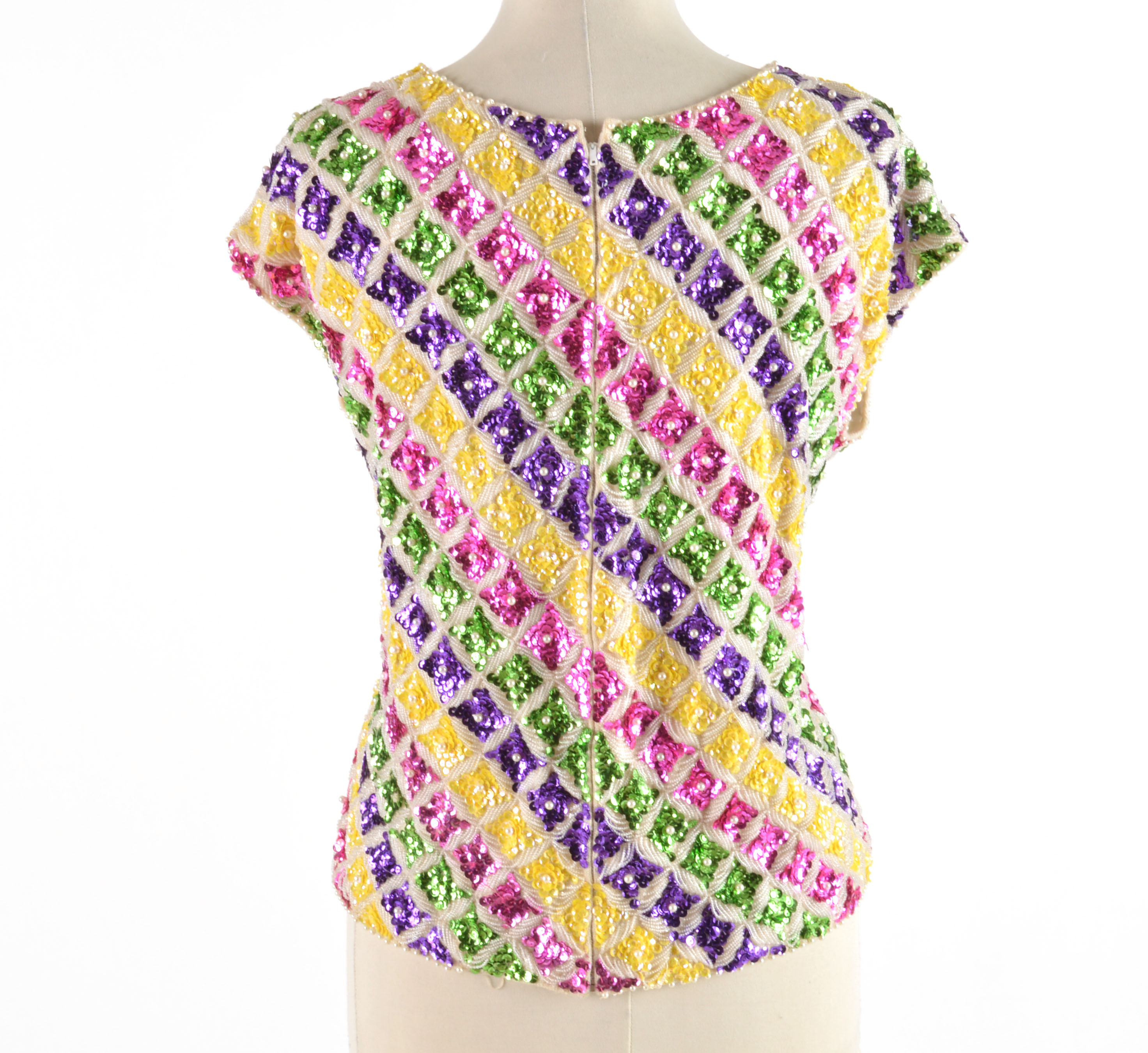 Vintage Sleeveless Beaded Blouse 