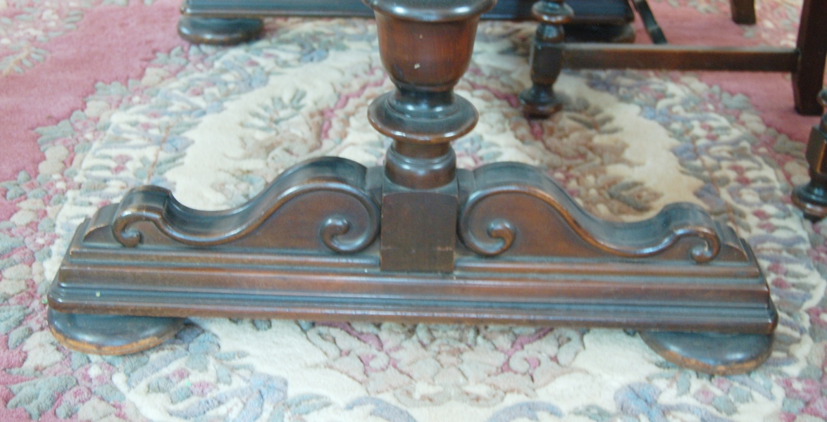 Vintage Jacobean Revival Dining Table and Chairs
