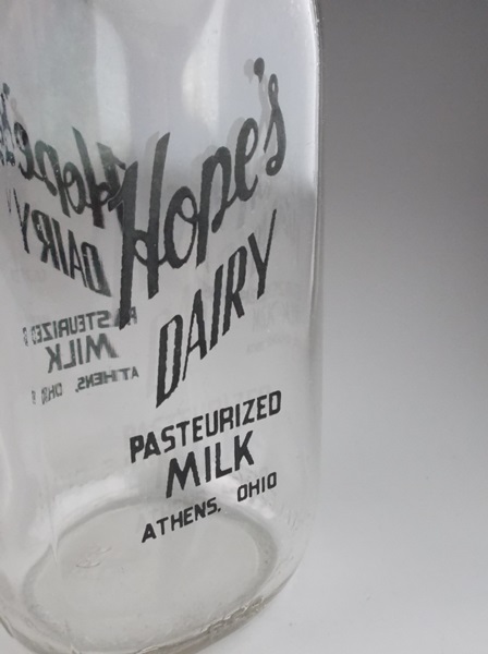 Vintage Hope Dairy Bottle with Paper Lid