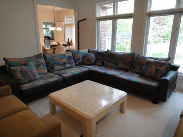 Roche Bobois Green Leather Sofa