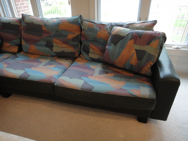 Roche Bobois Green Leather Sofa