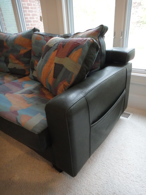 Roche Bobois Green Leather Sofa