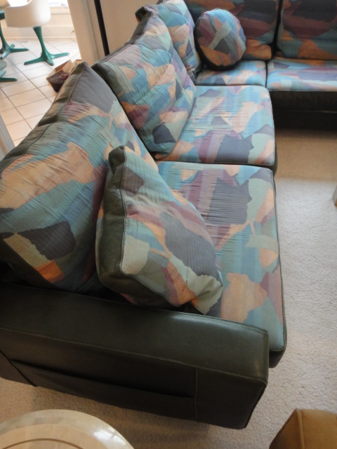 Roche Bobois Green Leather Sofa