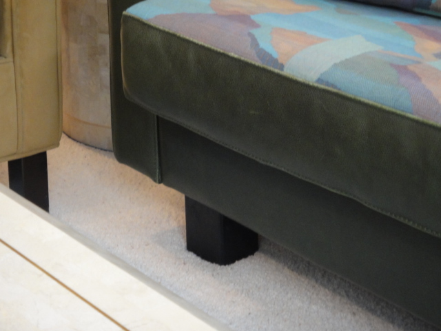 Roche Bobois Green Leather Sofa