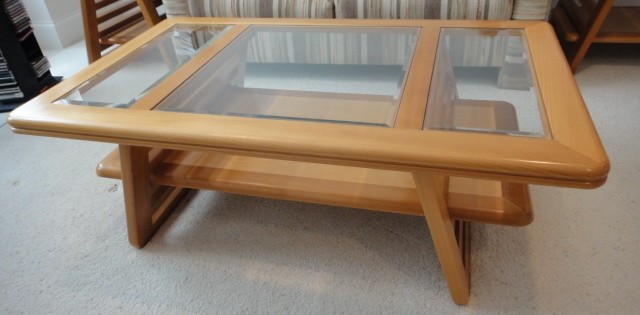 Contemporary Pine and Glass Coffee Table