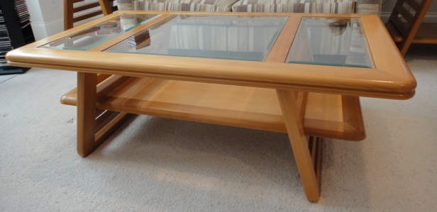 Contemporary Pine and Glass Coffee Table