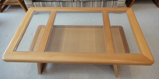 Contemporary Pine and Glass Coffee Table