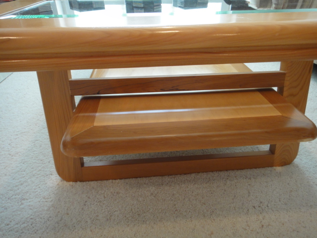 Contemporary Pine and Glass Coffee Table