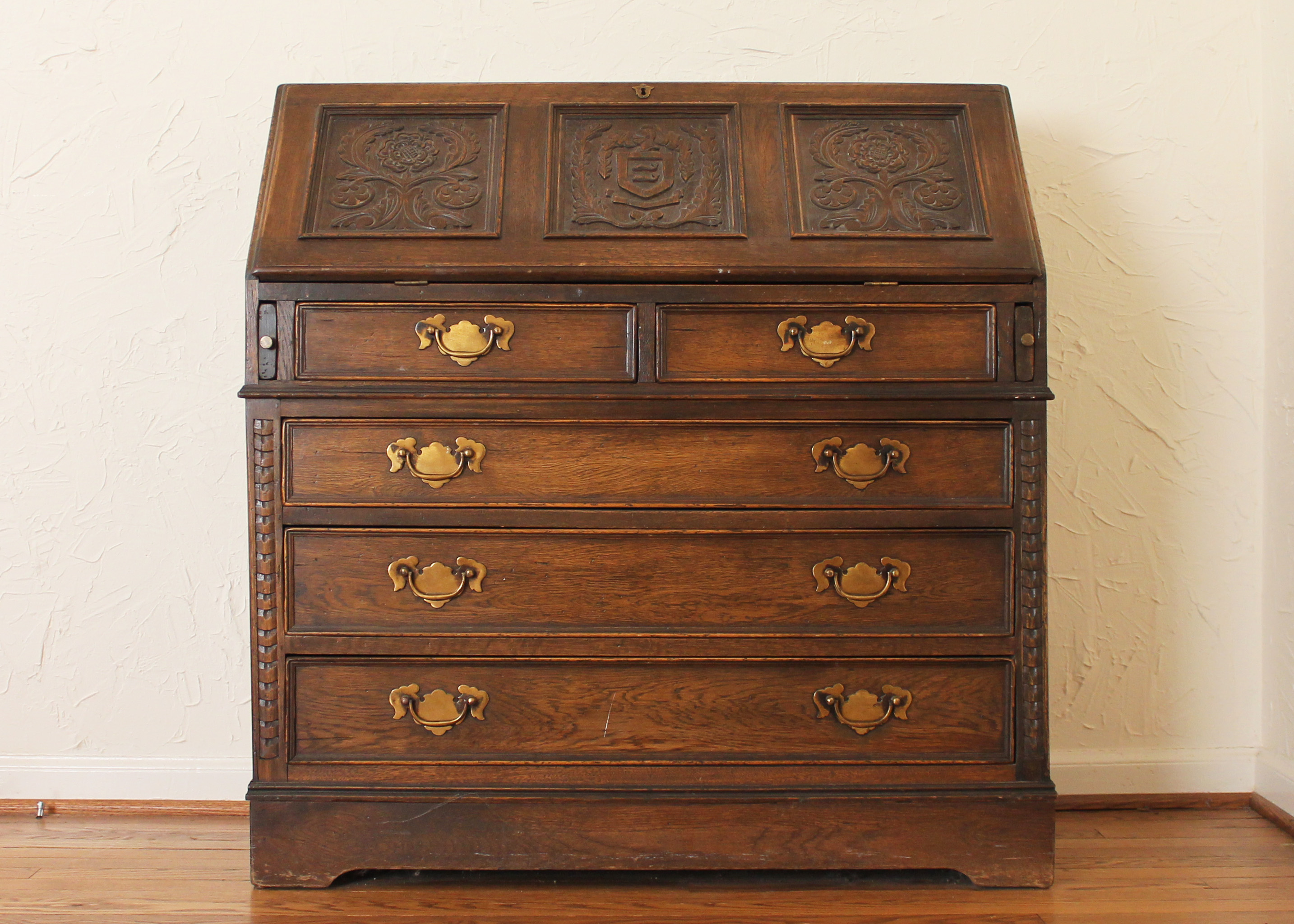 Ethan Allen English Made Oak Secretary Desk