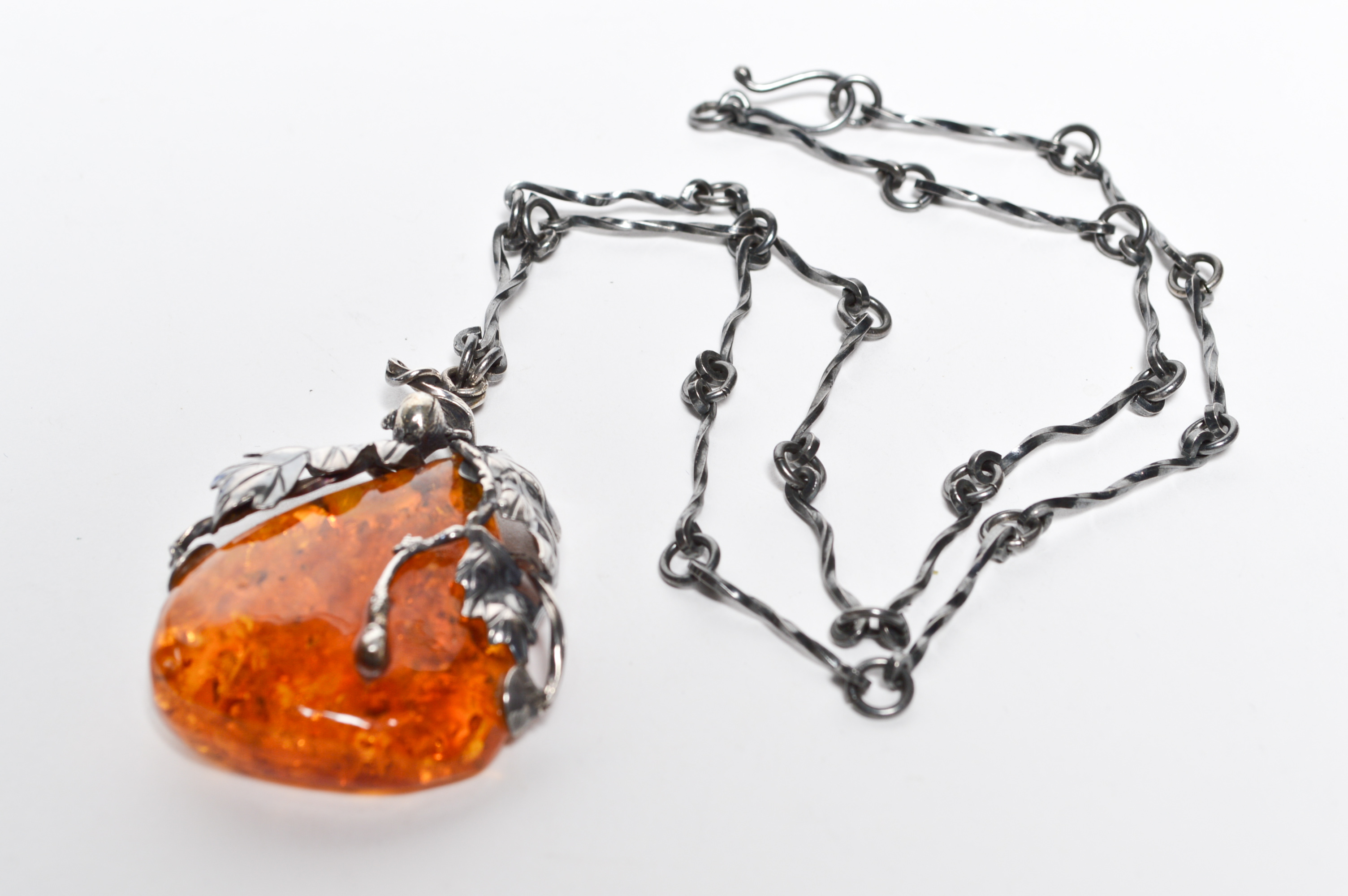 Vintage  Amber colored Pendant 