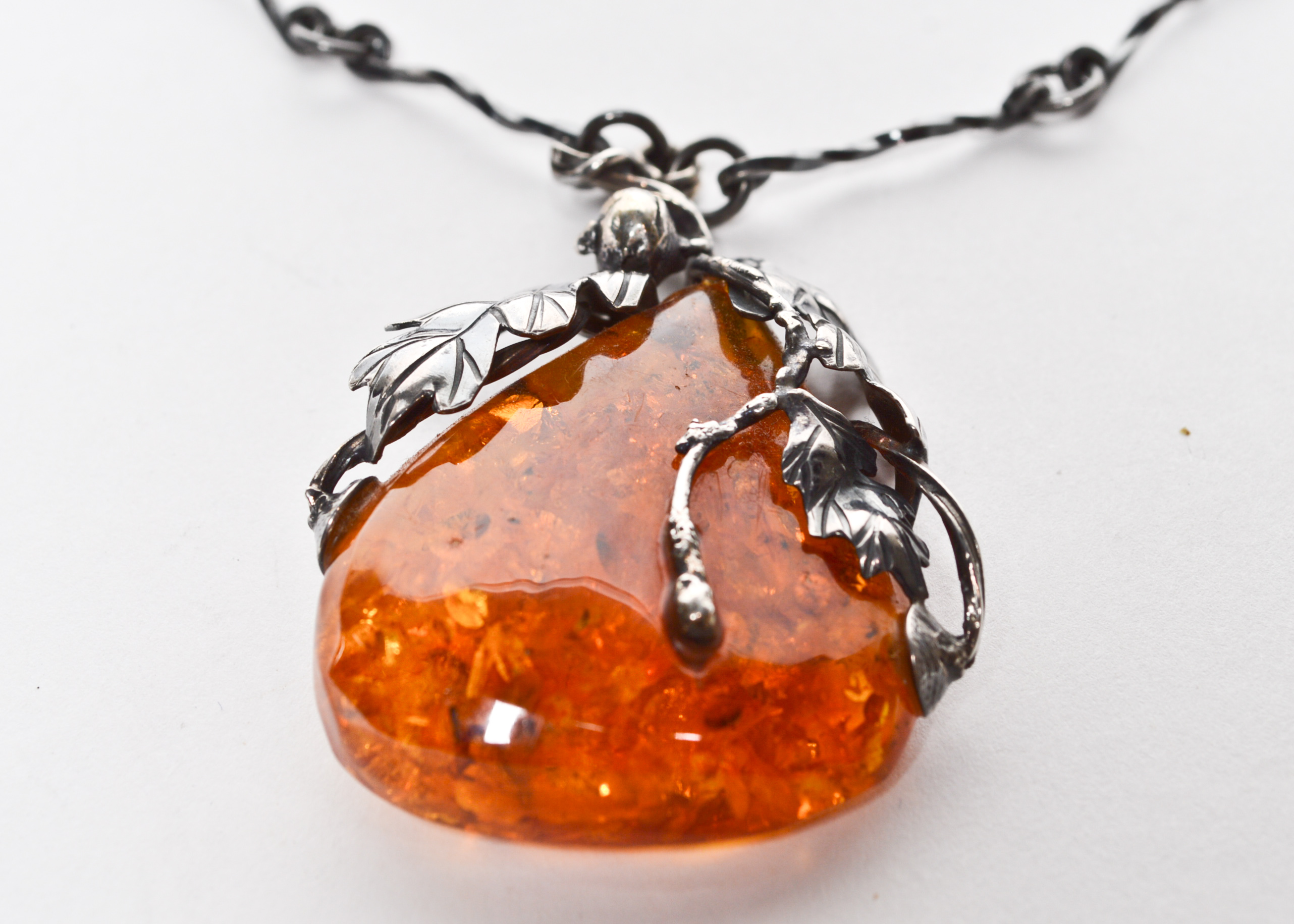 Vintage  Amber colored Pendant 