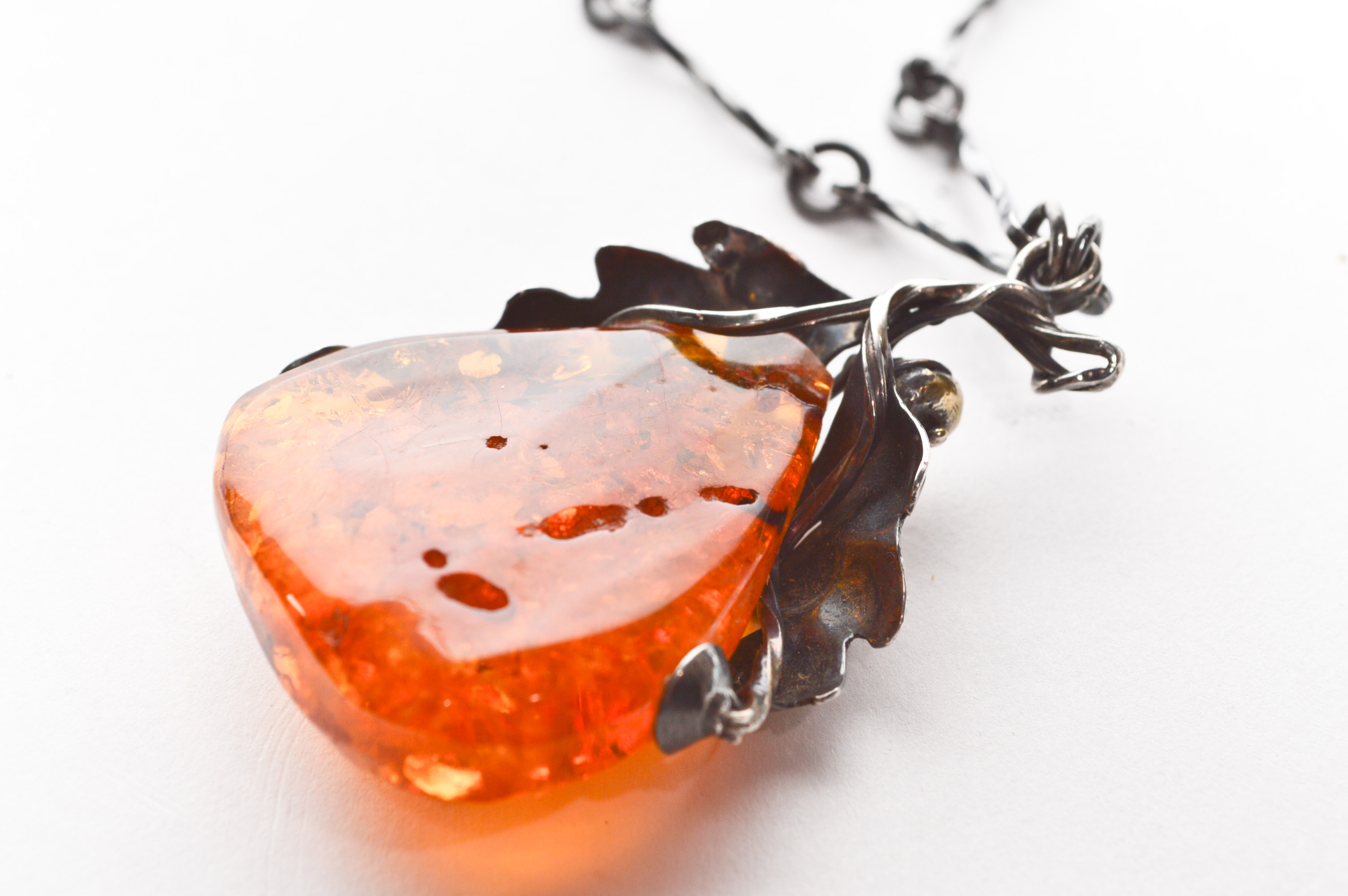 Vintage  Amber colored Pendant 