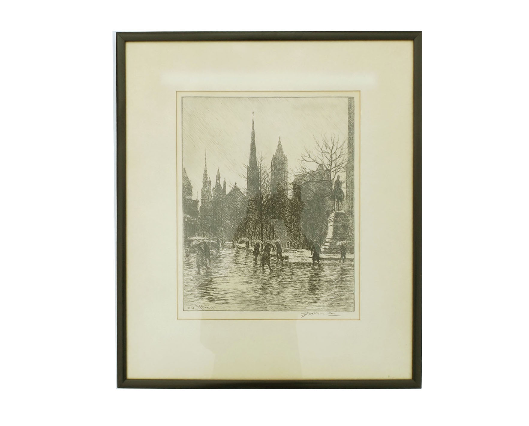 Pencil-Signed E.T. Hurley Etching, circa 1937