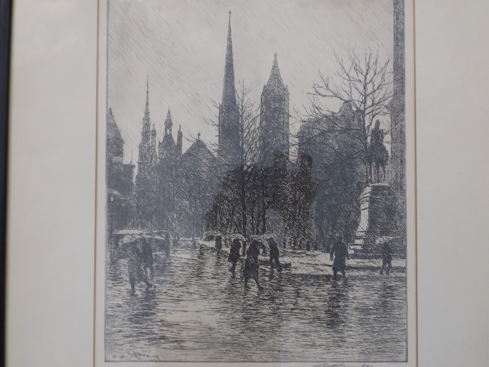 Pencil-Signed E.T. Hurley Etching, circa 1937