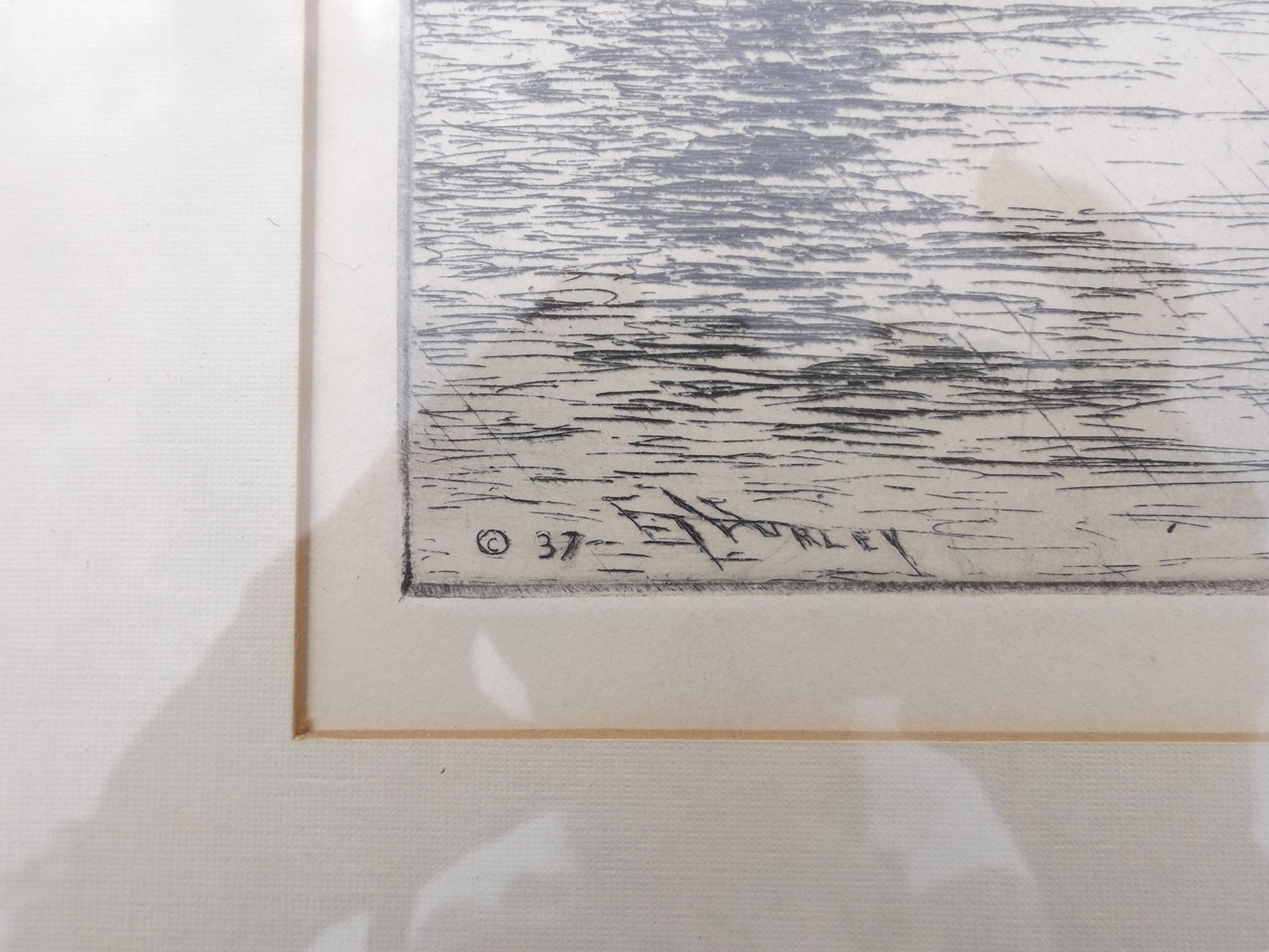 Pencil-Signed E.T. Hurley Etching, circa 1937