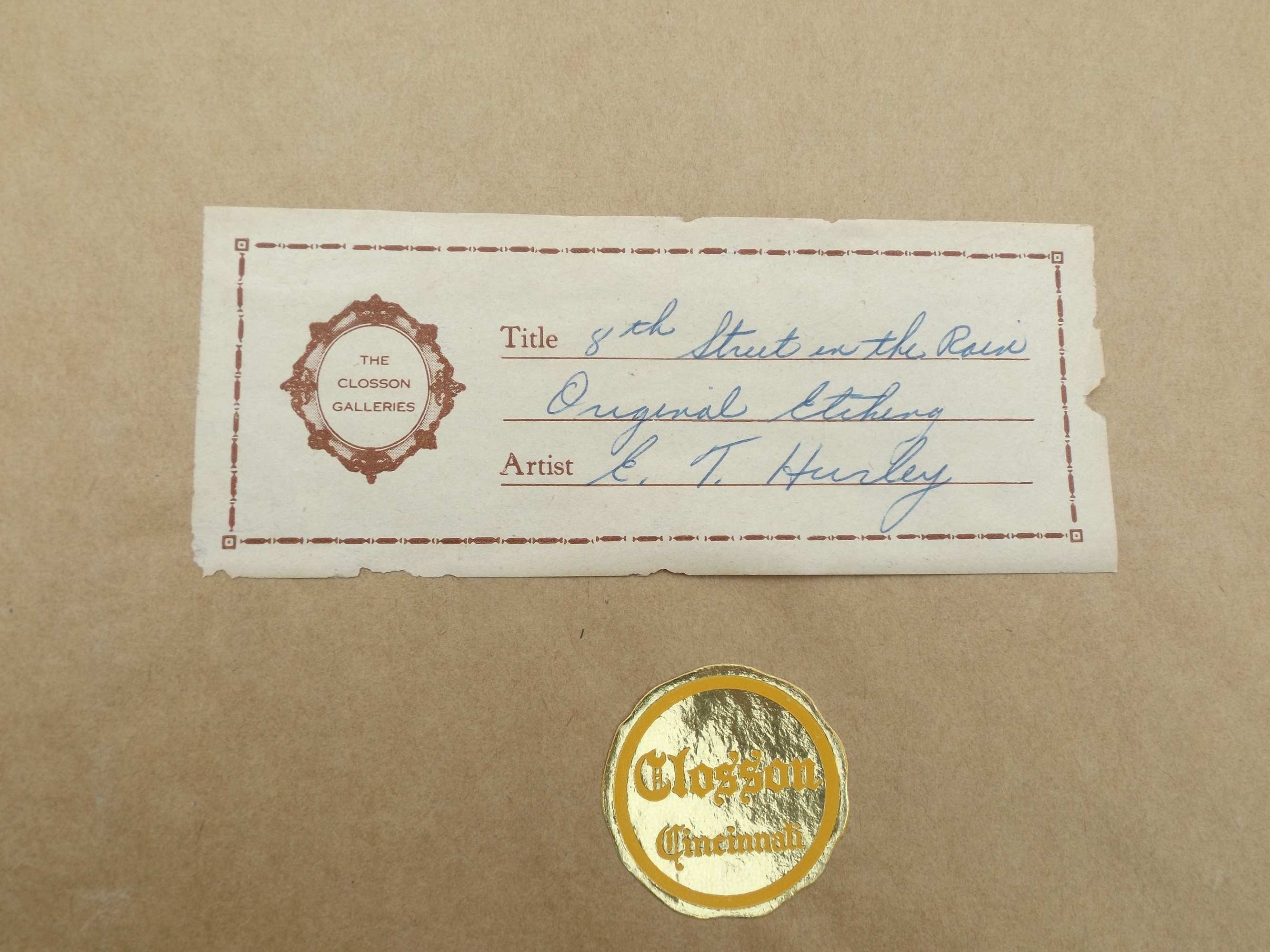 Pencil-Signed E.T. Hurley Etching, circa 1937