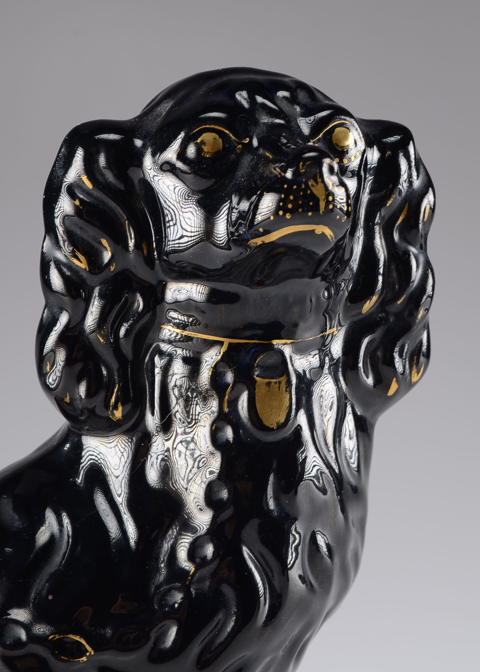 Pair of Rare Black Glaze Staffordshire Dogs