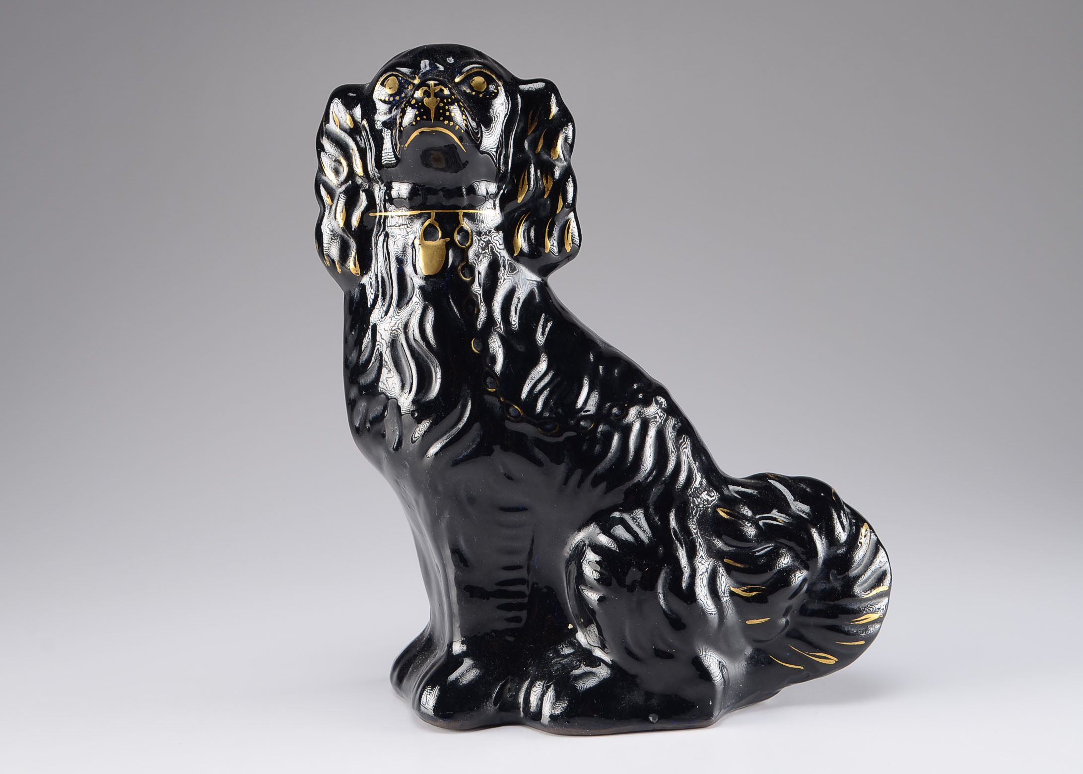 Pair of Rare Black Glaze Staffordshire Dogs