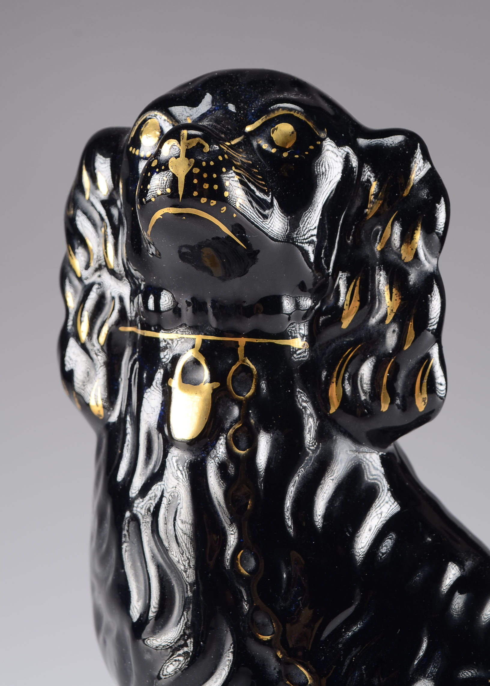 Pair of Rare Black Glaze Staffordshire Dogs