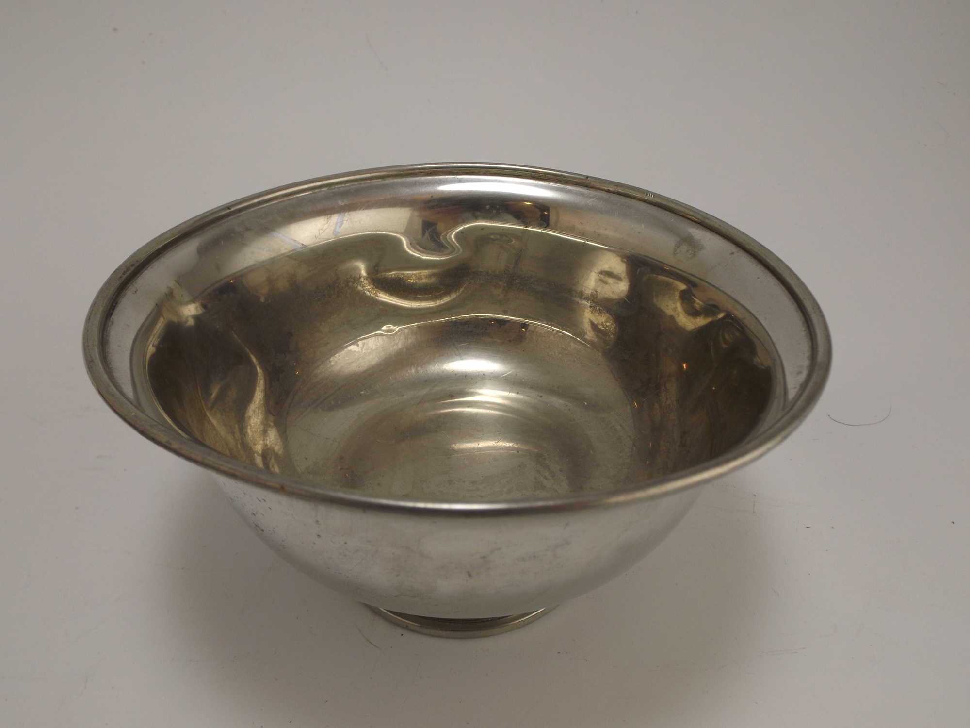 Pewter Bowls and a Silver Plate Compote