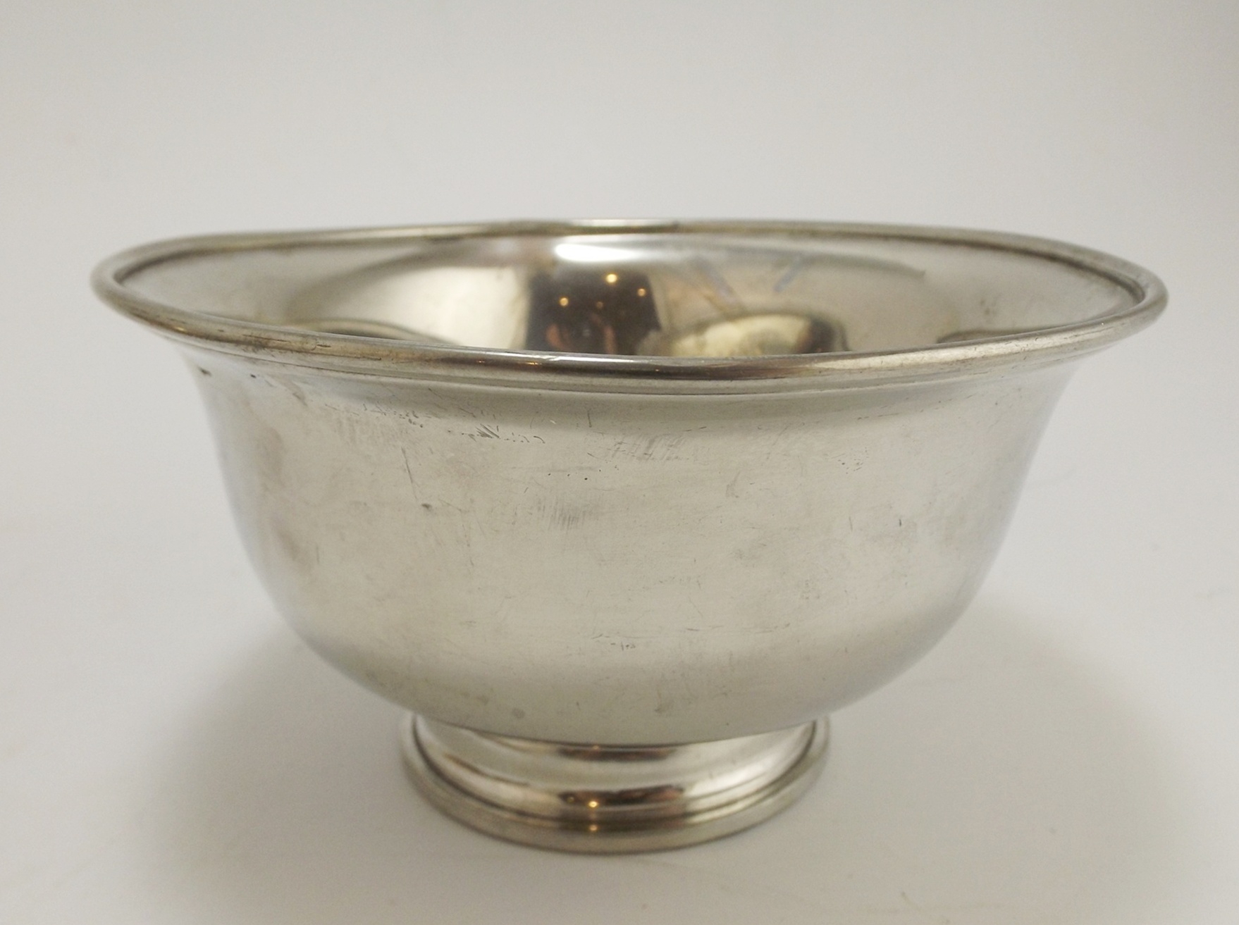 Pewter Bowls and a Silver Plate Compote