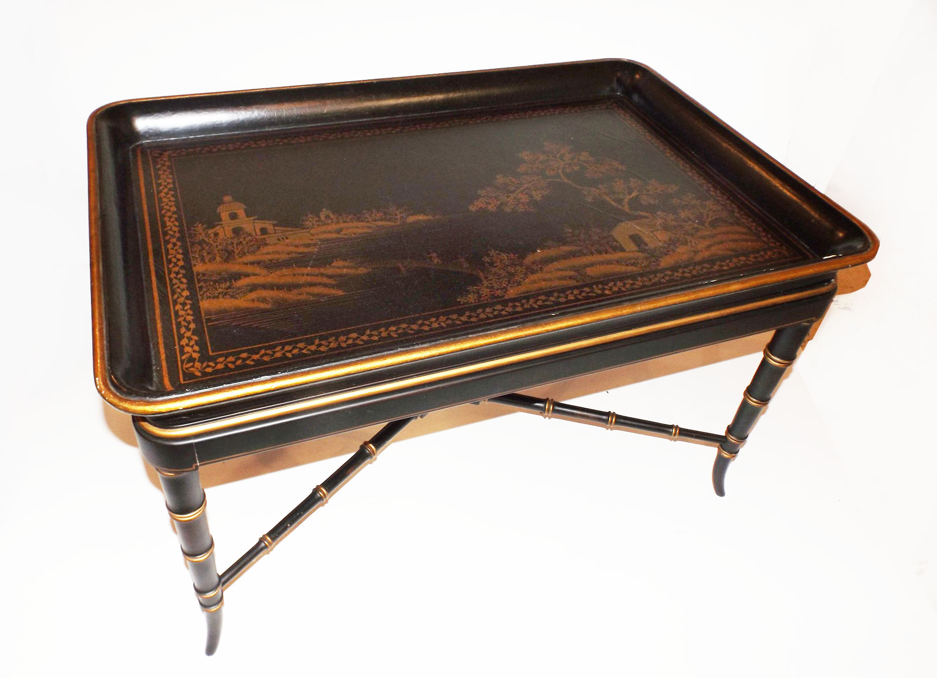 Black Lacquered Chinoiserie Cocktail Table