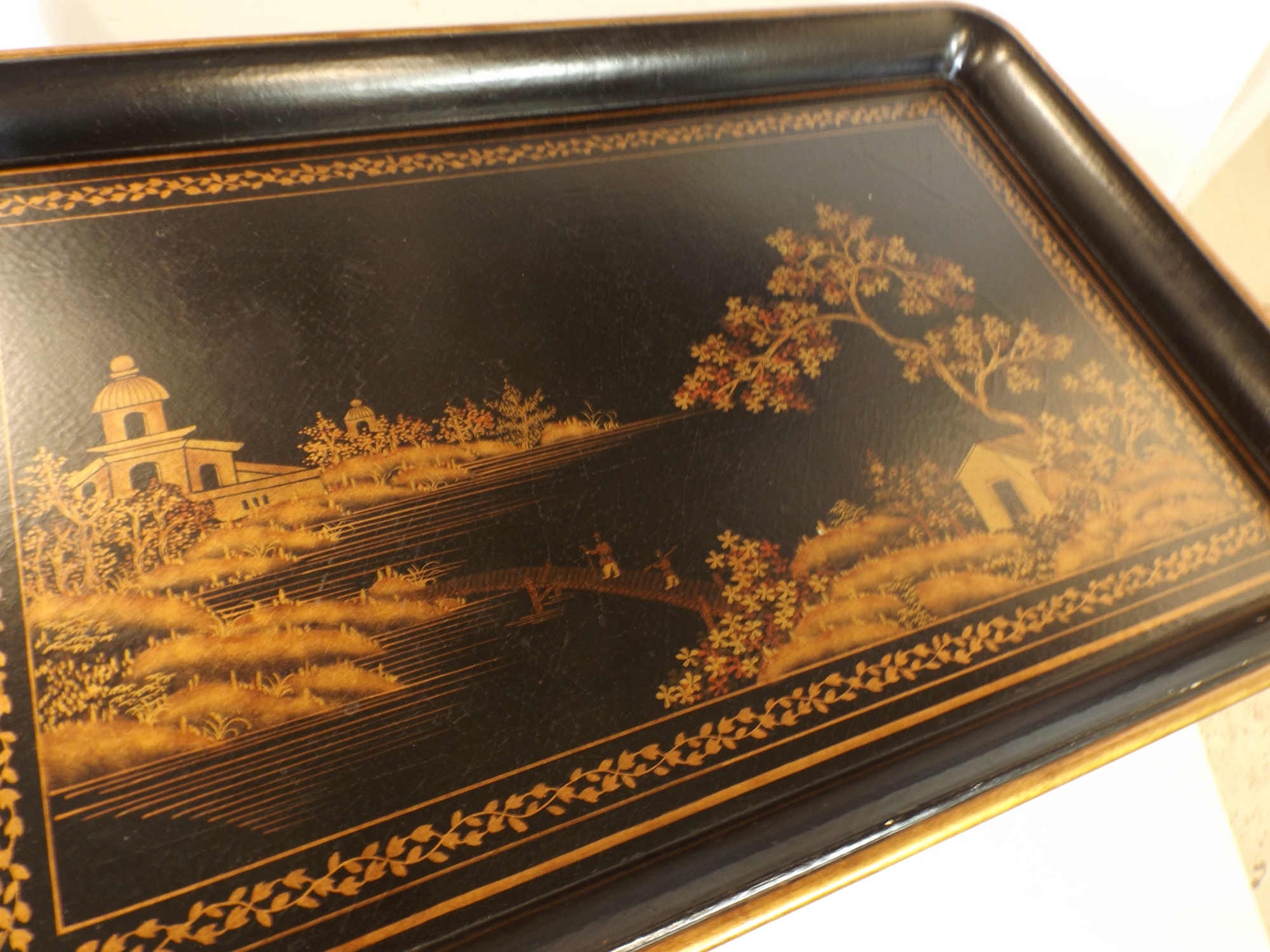 Black Lacquered Chinoiserie Cocktail Table