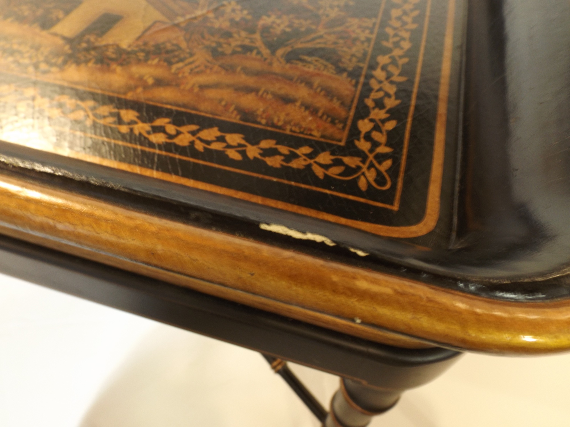 Black Lacquered Chinoiserie Cocktail Table