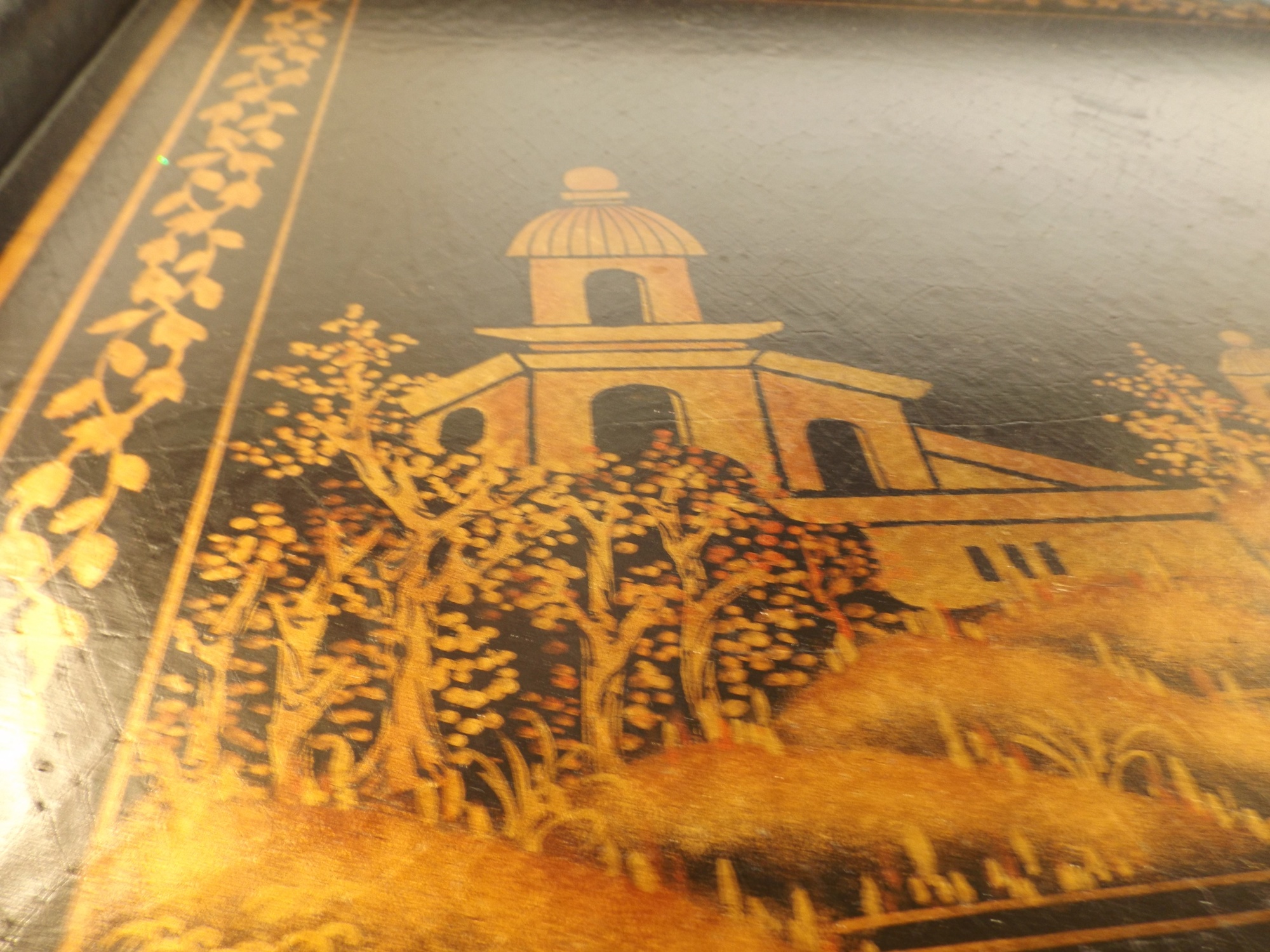 Black Lacquered Chinoiserie Cocktail Table