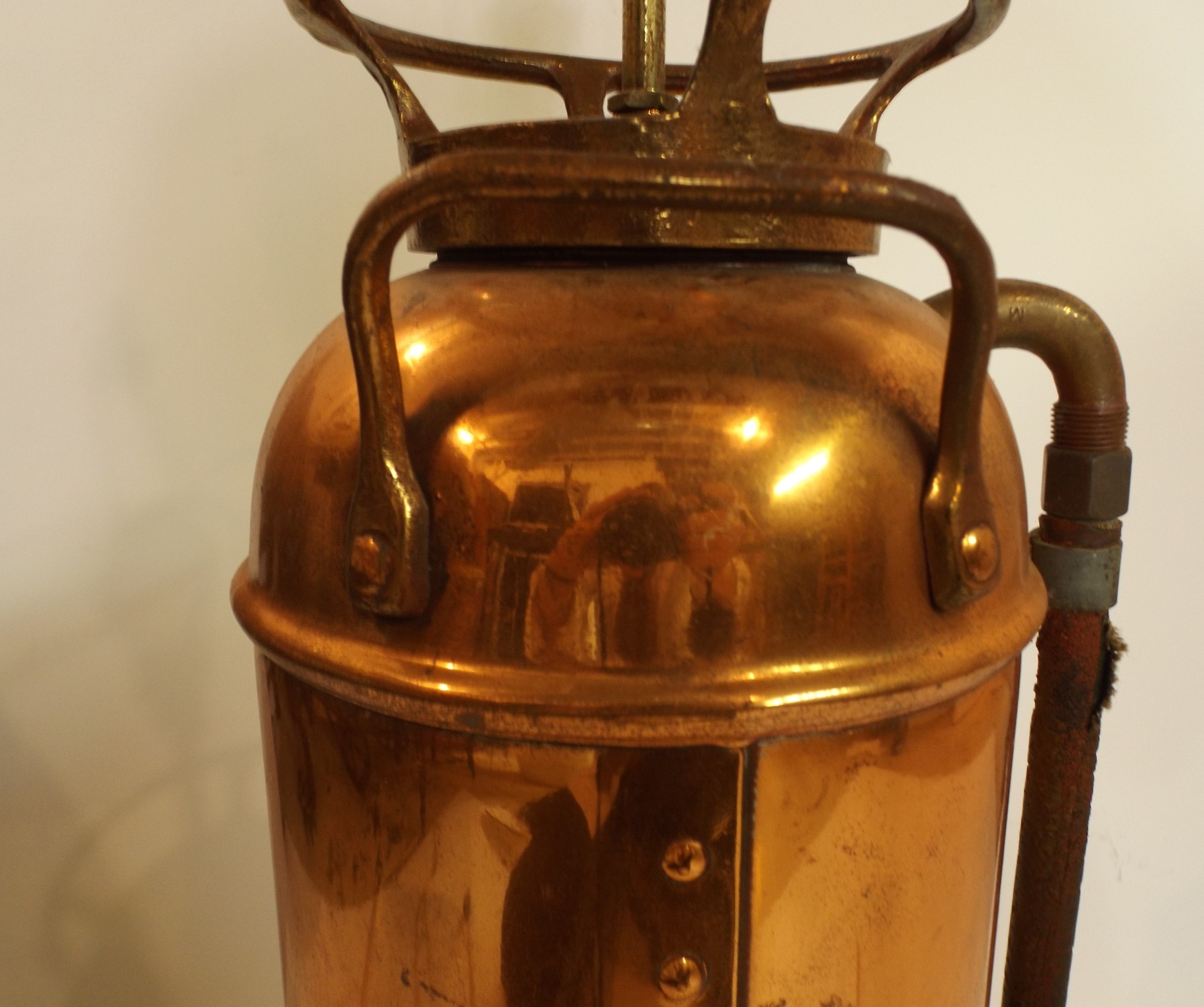 Repurposed Copper Fire Extinguisher Lamp
