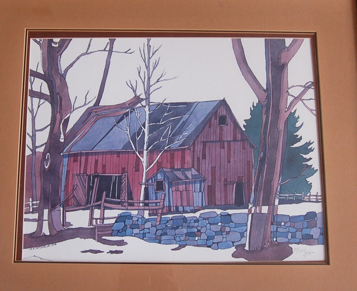 'Red Barn in the Snow' by W.F. Stone 