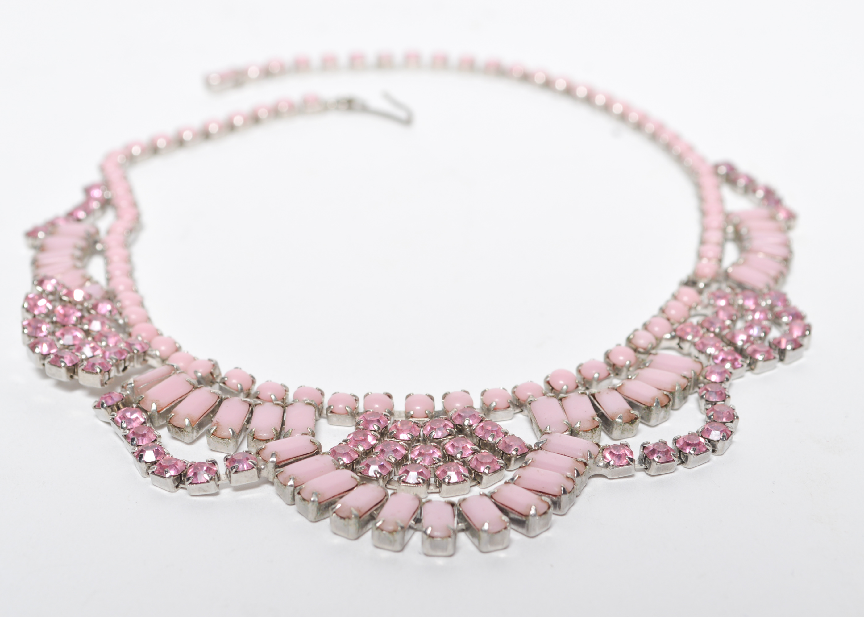 Vintage Pink Choker with Pink Stones and Rhinestones