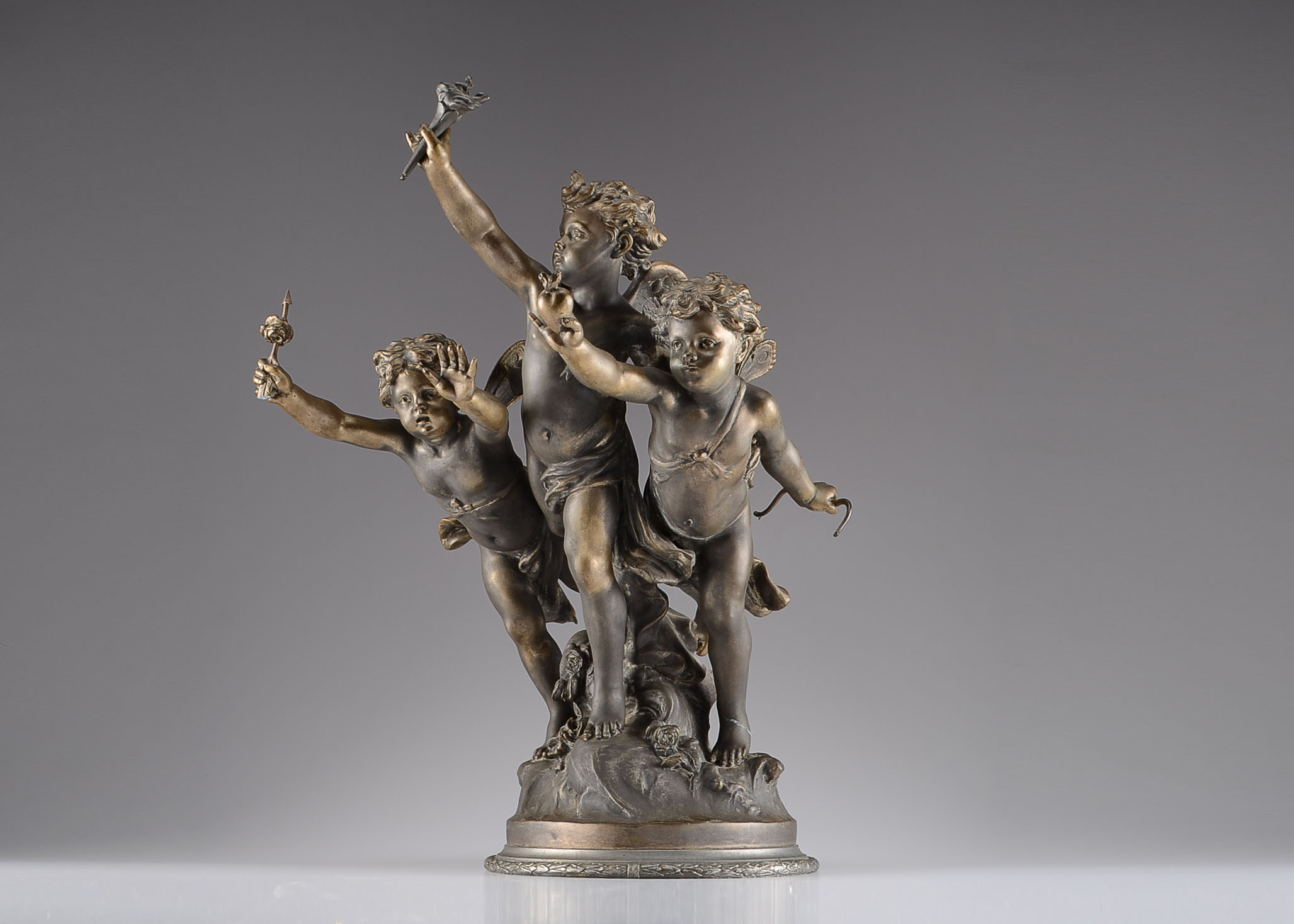 靨】19世紀フランス Jean-Louis Gregoire 「美人像」ブロンズ 65cm