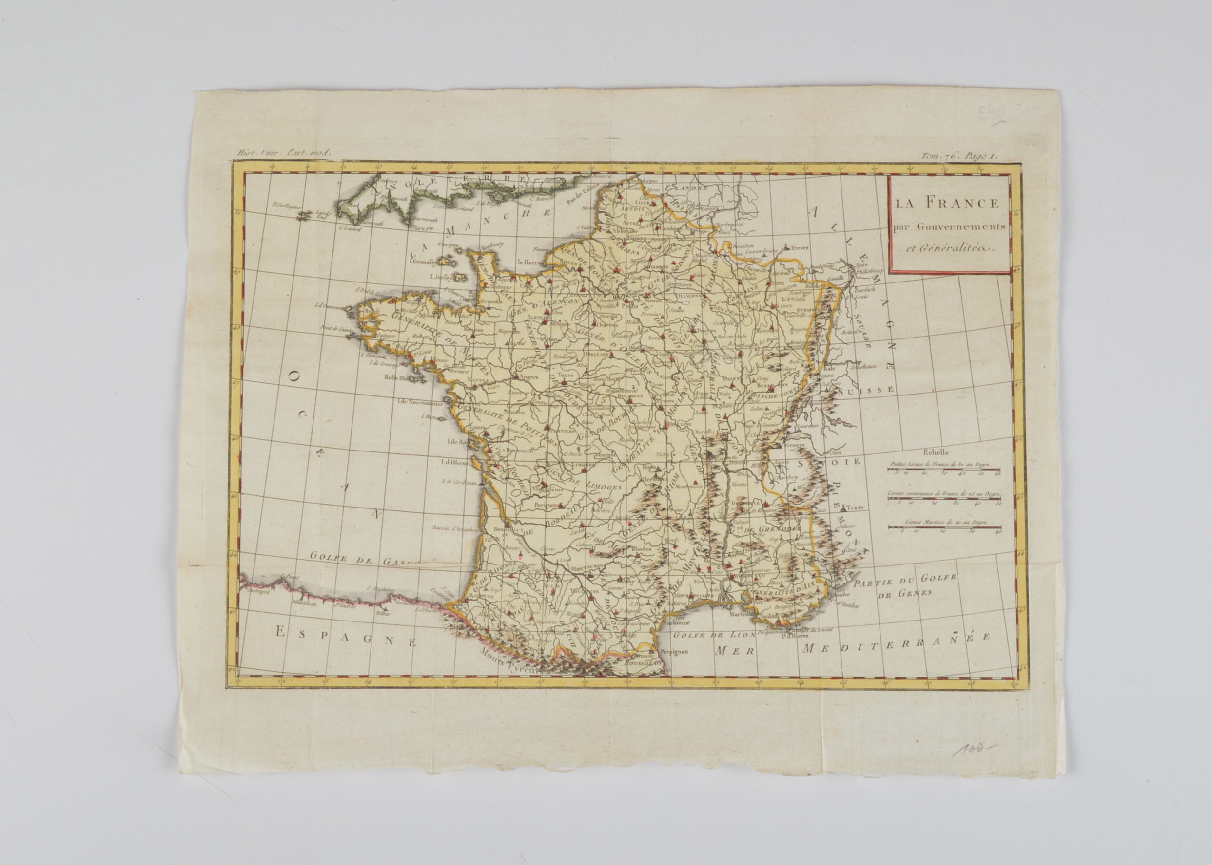 Circa 1780 Map of France