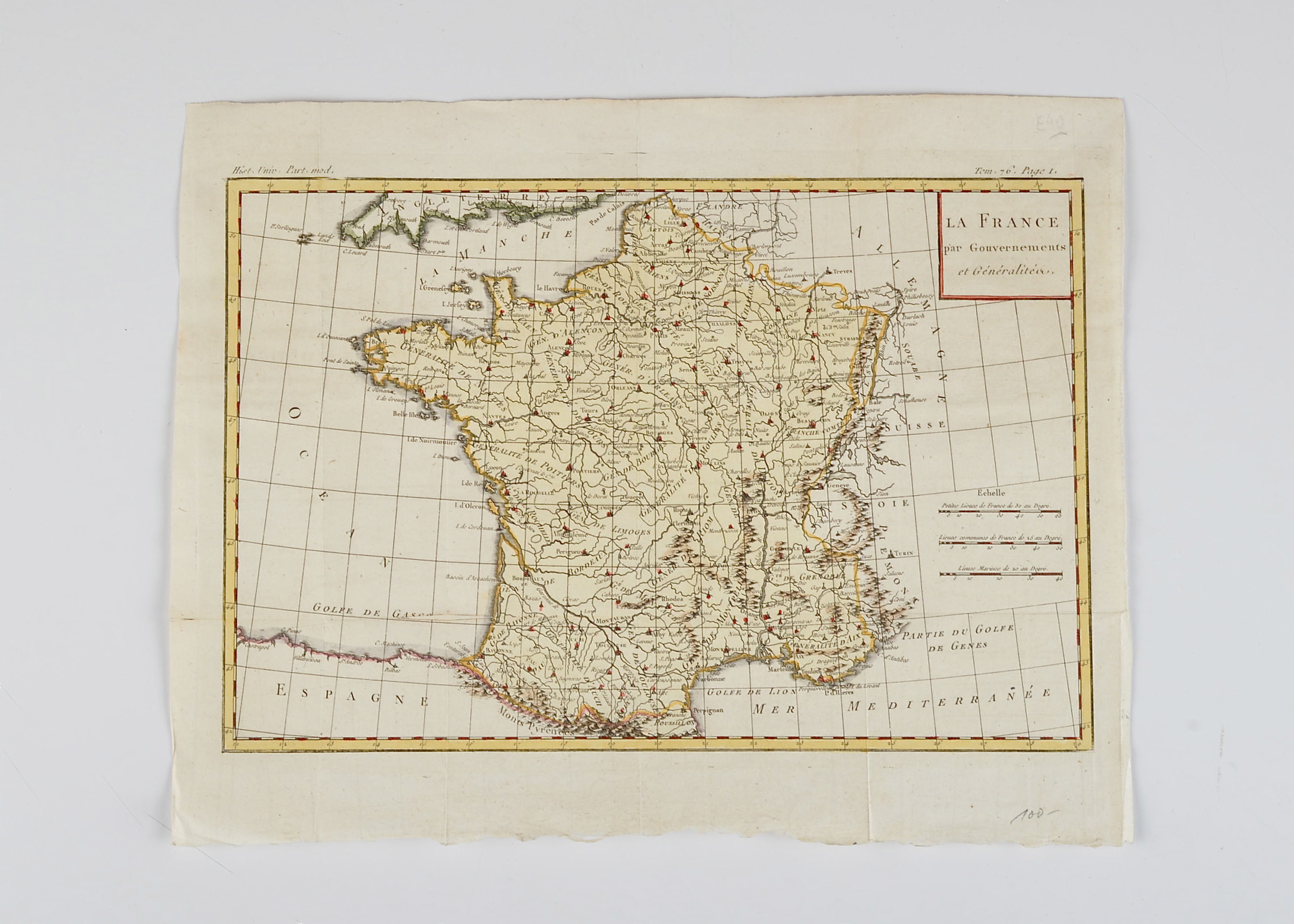Circa 1780 Map of France