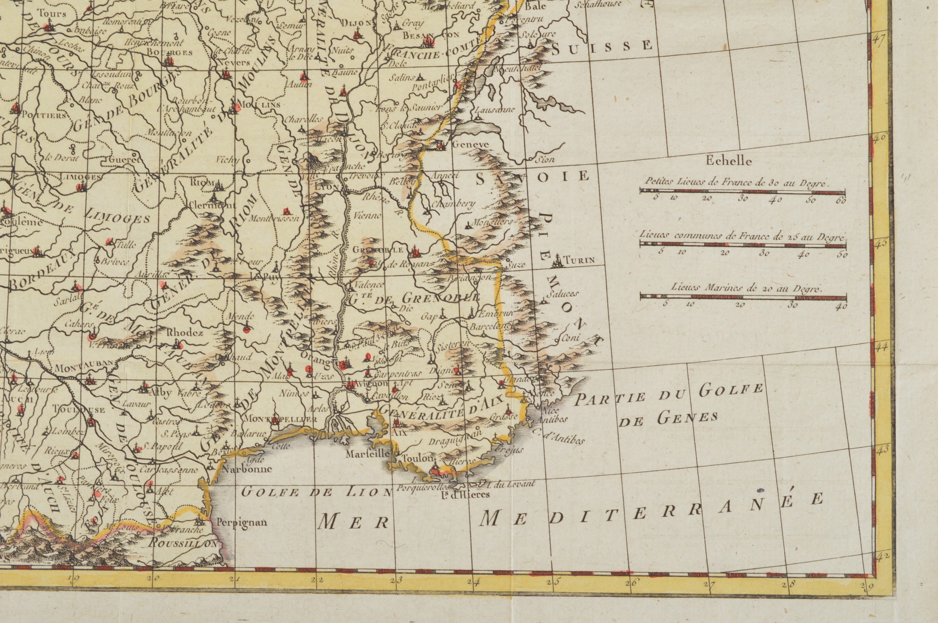 Circa 1780 Map of France