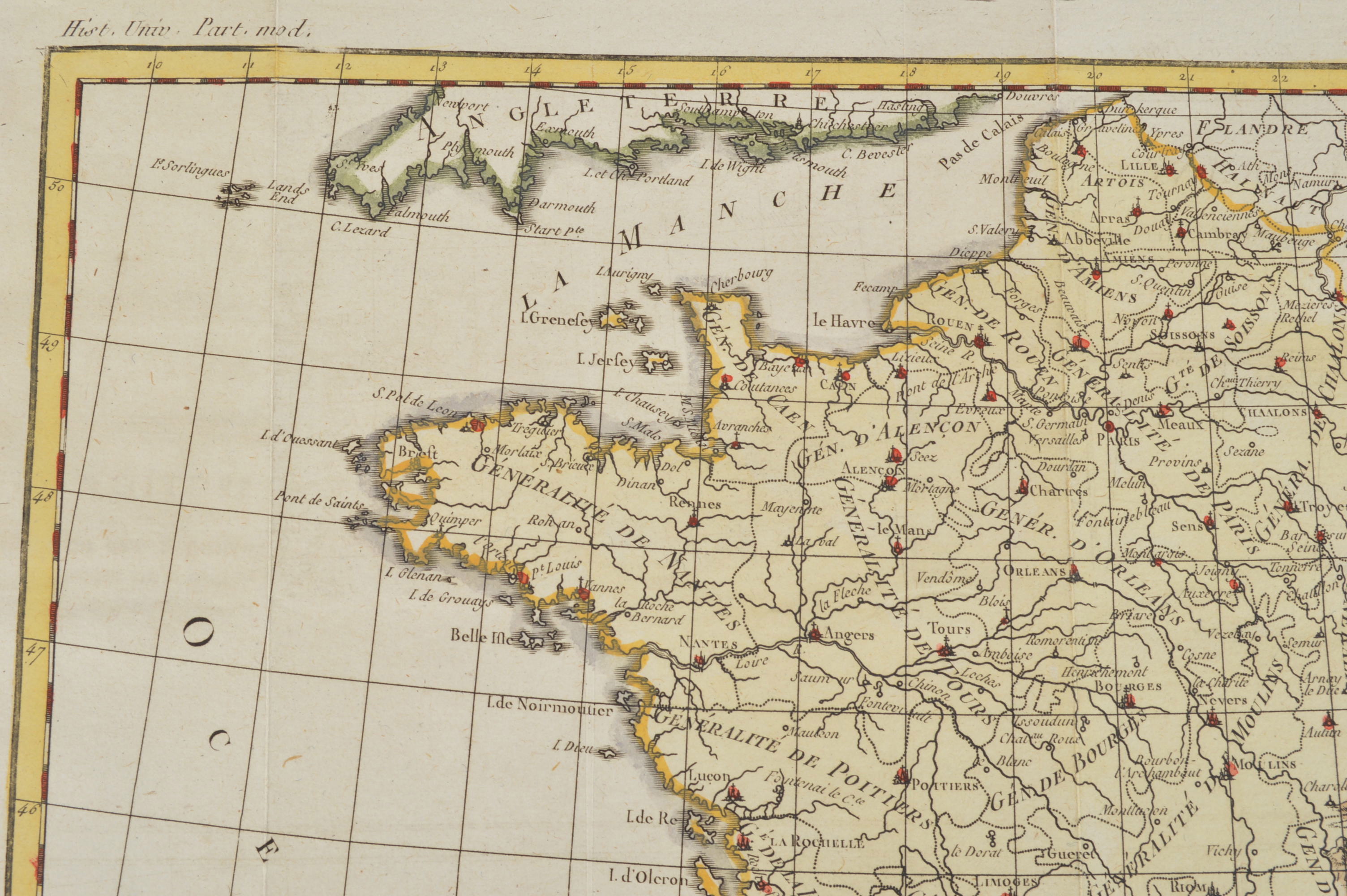 Circa 1780 Map of France
