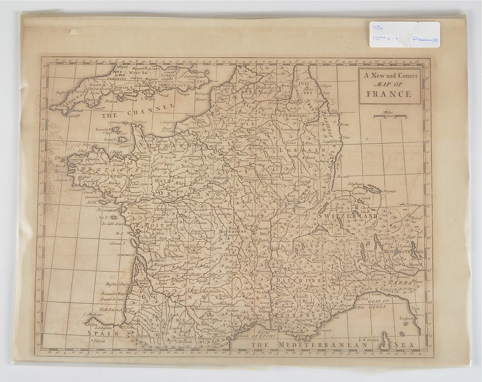 Circa 1745 Map of France