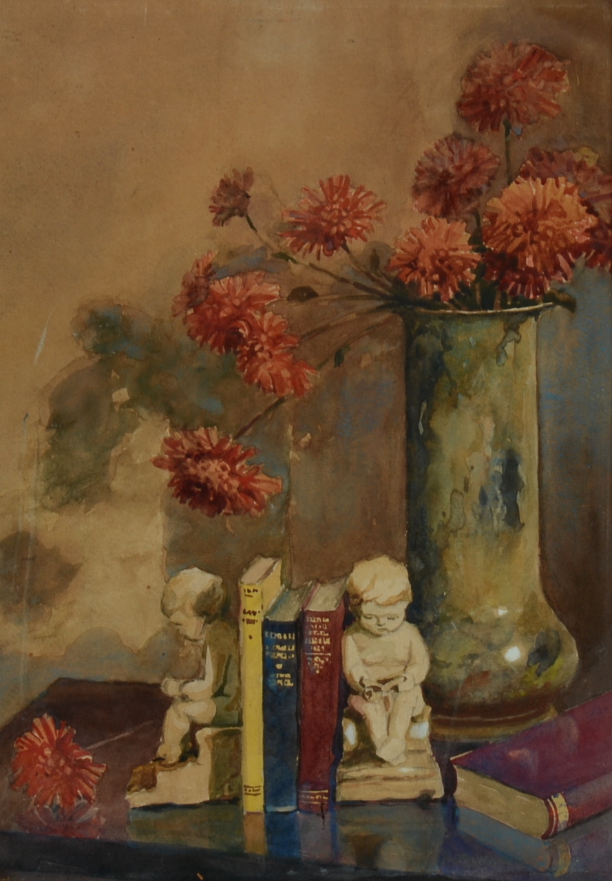 Original Watercolor "Still Life on Desk" by Harriet Kirkpatrick