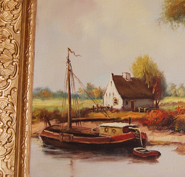 Dutch Windmill Oil Painting on Canvas by Anton Muller